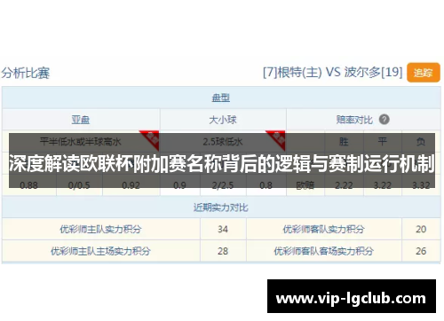 深度解读欧联杯附加赛名称背后的逻辑与赛制运行机制